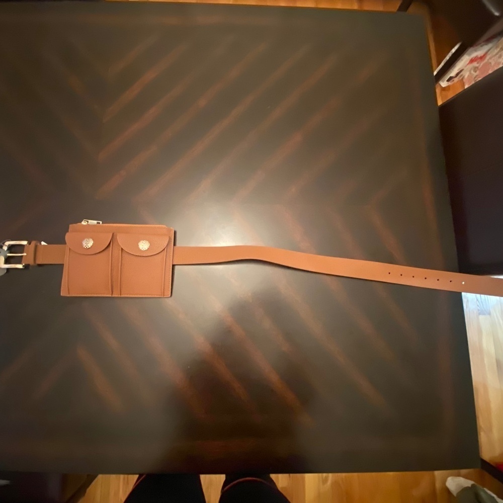 *VINCE CAMUTO* Cognac Double Pocket Belt Bag - Picture 5 of 9